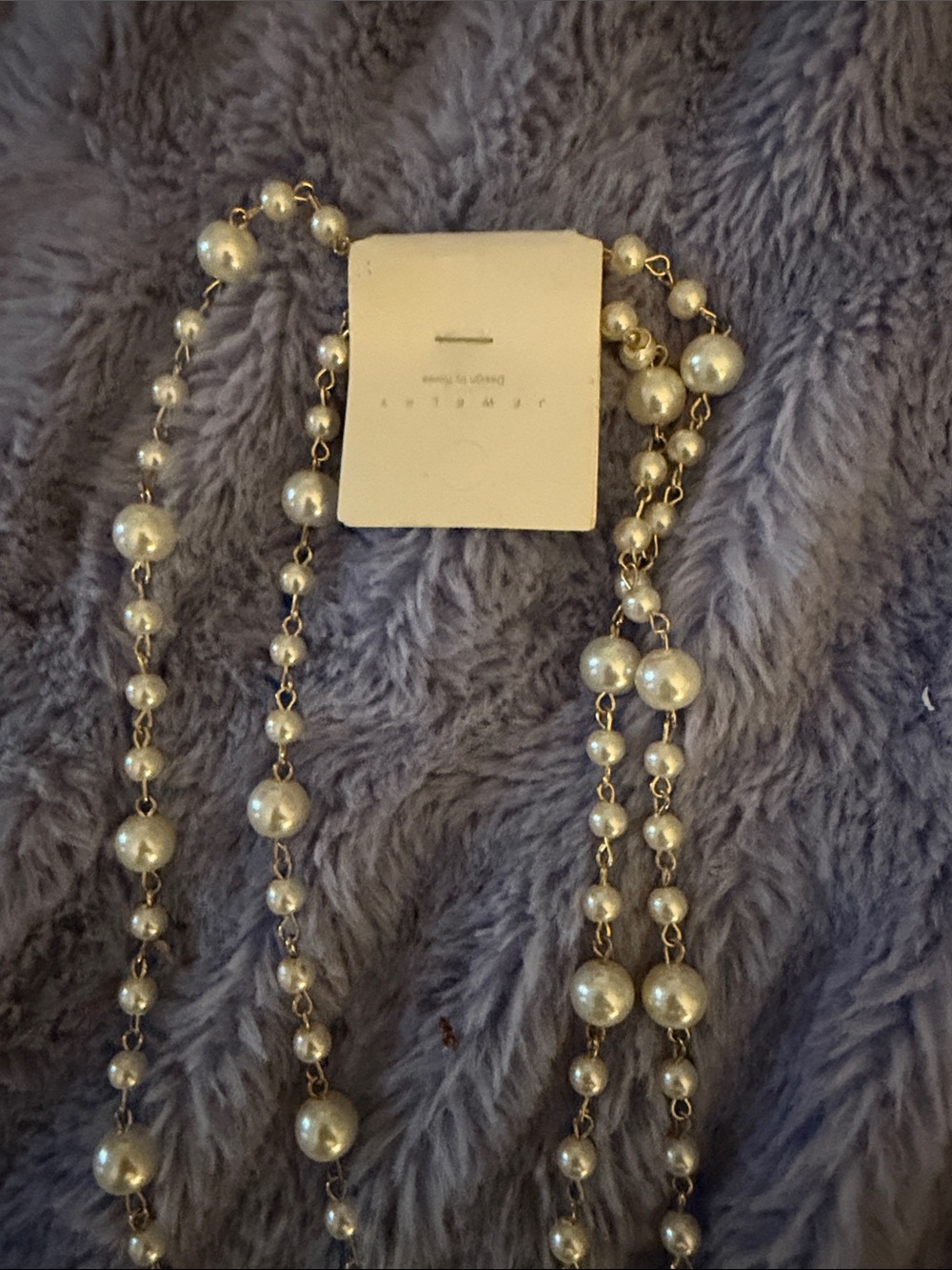 Elegant Faux Pearl Long Necklace - White, Unbranded